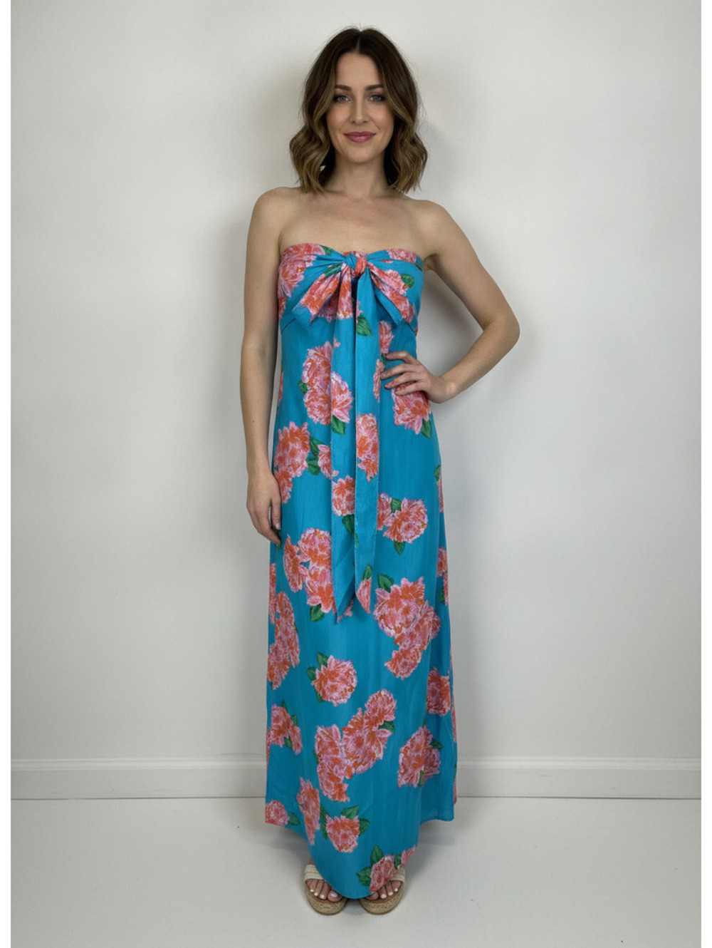 Anthropologie Band of Gypsies Floral Strapless Maxi Dress XS